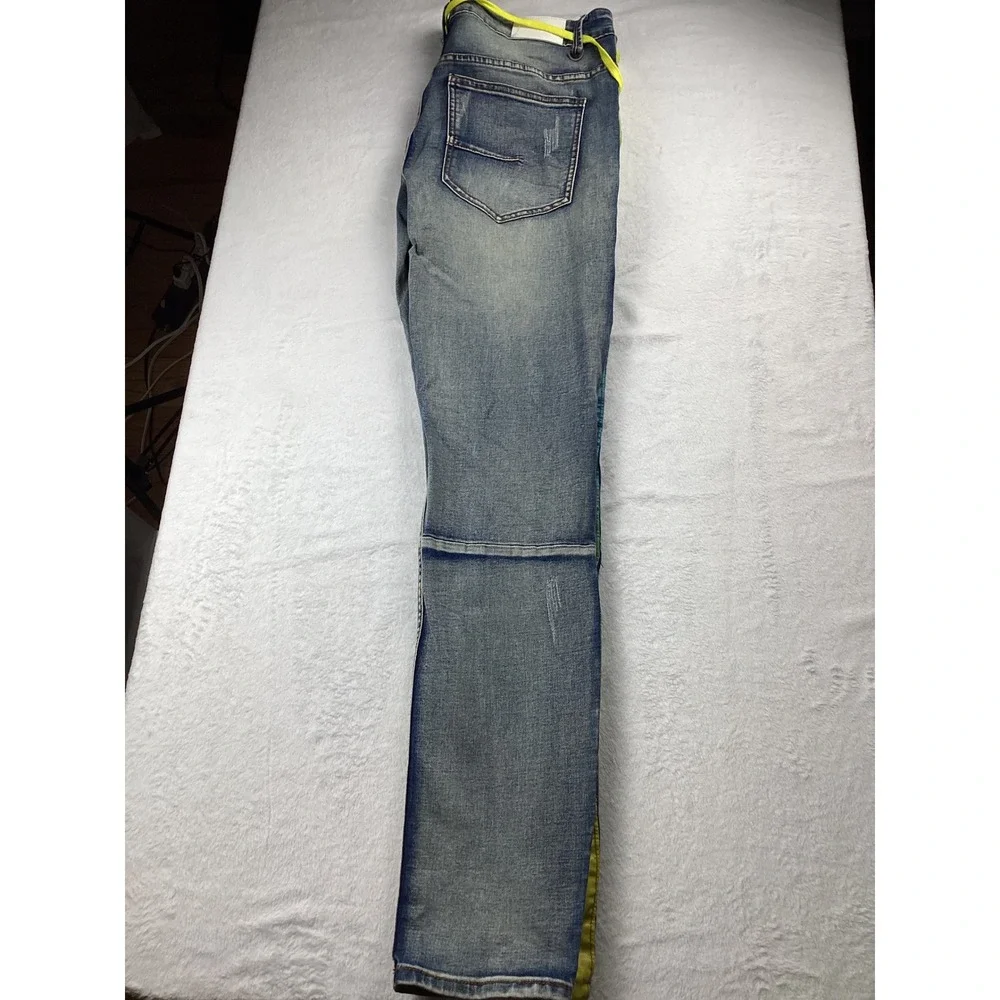KDNK Distressed Jeans Men 36 Blue Ombre Side Stripe Slim Fit Streetwear 1141411